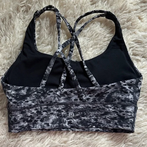 lululemon athletica Black & Gray Abstract Strappy Sports Bra - Picture 2 of 3